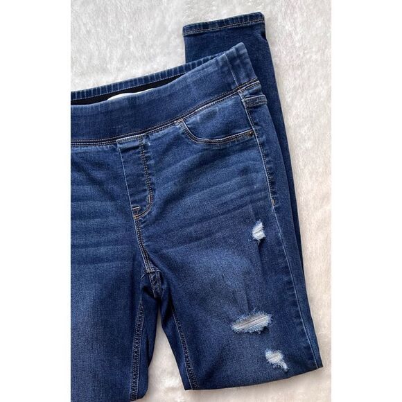 Old Navy Dark Indigo Wash Rockstar Mid-Rise Super Skinny Jeggings in Juliette - Picture 8 of 16